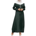thumbnail image 1 of Vestidos de verano para mujer Vestido de manga larga de color sólido con cremallera musulmana para mujer Pompotops hdfakjf2836, 1 of 9