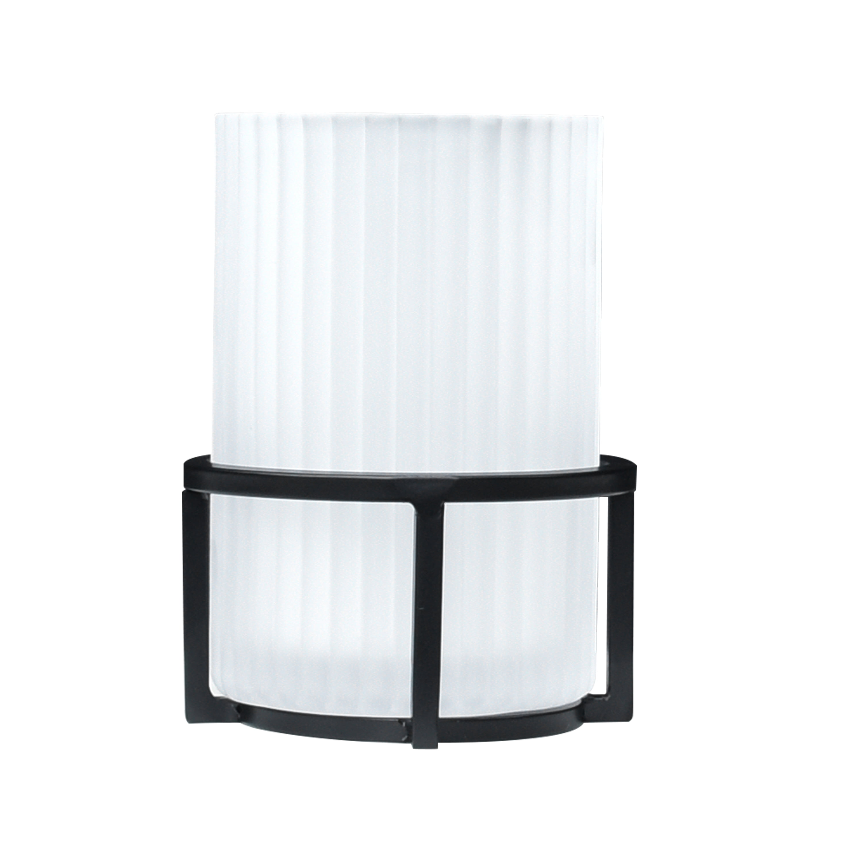 Better Homes & Gardens Ribbed Glass and Metal Toothbrush Holder, White with Black Accents