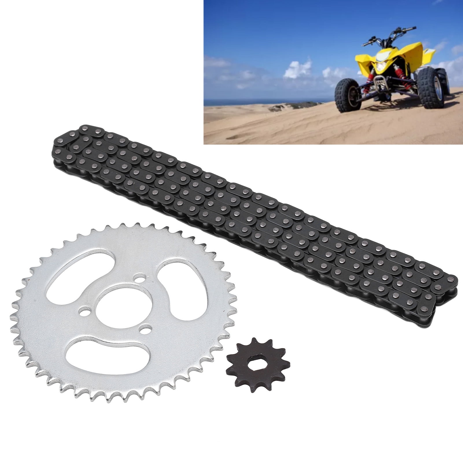 T8F Chain Sprocket Kit - 11T Front & 44T Rear Sprockets With Chain For Karts & ATVs
