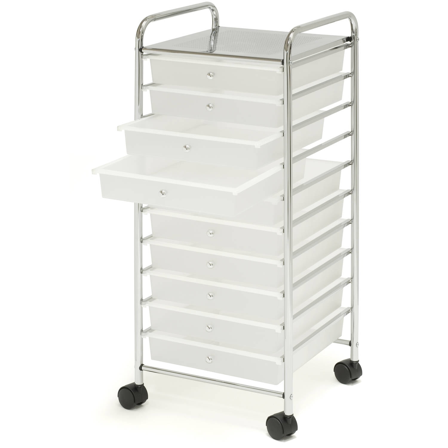 Large 10Drawer Organizer Cart, Frosted White by Seville Classics