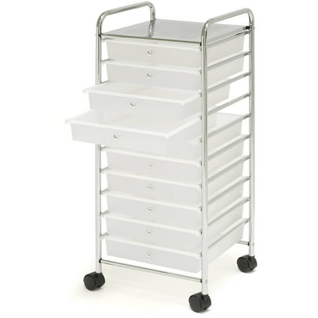 Large 10 Drawer Organizer Cart Frosted White By Seville Classics