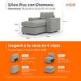 thumbnail image 2 of Sillón Individual Seccional Adapti Modular Moderno Reposabrazo Ancho + Otomano Gris Niebla, 2 of 9