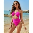 thumbnail image 3 of Womens One Piece Swimsuit Tummy Control Bathing Suit Sexy Flattering Cheeky High Cut Out Cute Ladies Swimwear, 3 of 8