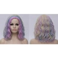 thumbnail image 6 of Unique Bargains Human Hair Wigs for Lady 14" Highlight Curly Wig with Wig Cap Blue Purple Multicolor Highlight, 6 of 6