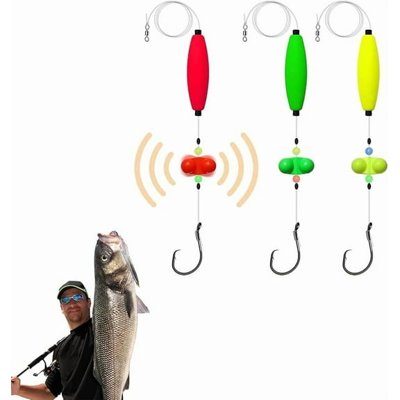 Catfish Fishing Set, Fishing Hook Set Catfish, Takedown Rigs Catfishs Float Rigs Consists of Float Beads and Circle Hooks with Rattler Fishing Equipment, (3 Set 6/0)