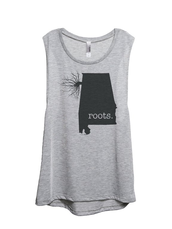 Home Roots State Alabama AL Women's Sleeveless Muscle Tank Top Sport Grey 2X-Large
