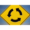 thumbnail image 1 of A Yellow Sign Showing Three Arrows Going In A Circle - Calgary, Alberta, Canada Poster Print, 38 x 24 - Large, 1 of 1