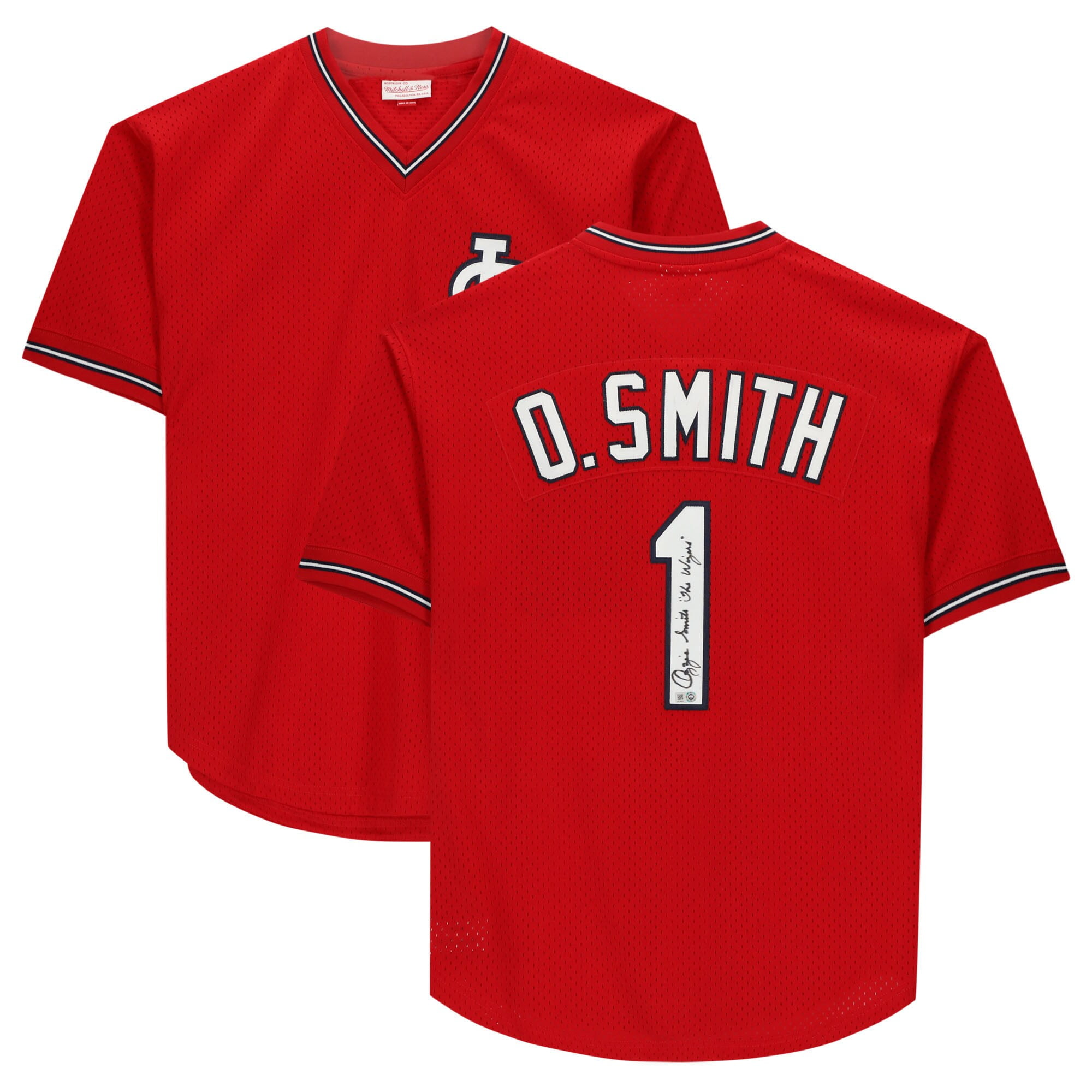 Ozzie Smith Autographed The Wizard Navy Mitchell & Ness Cardinals Jersey
