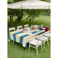 thumbnail image 4 of Outdoor Tablecloths with Umbrella Hole & Zipper, Beige Blue Striped Daisy 54x80 Inch Tablecloth Rectangle, Farmhouse Vintage Flowers Waterproof Table Cloth, Patio/Pool/Picnic Table Covers, 4 of 8