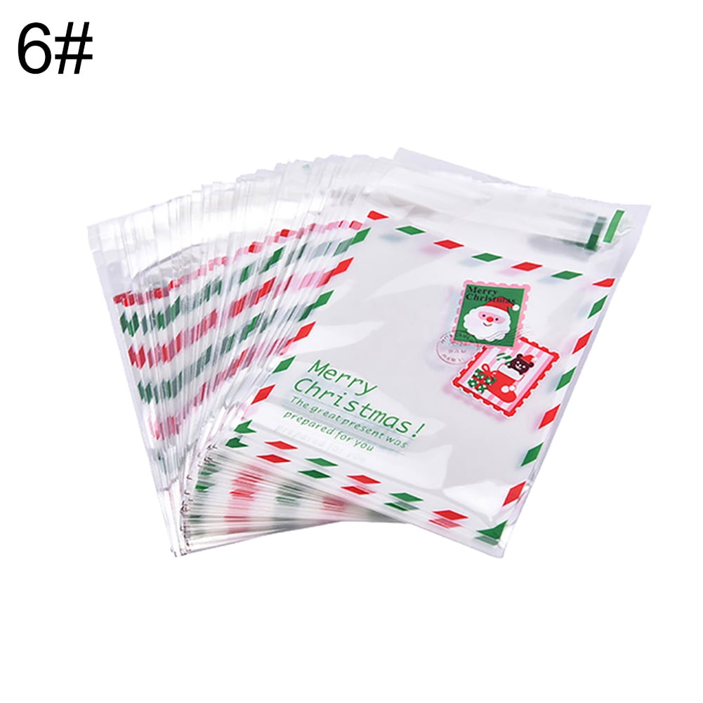 100PCS Self Adhesive Christmas Snowman Party Treat Cookie Candy Gift Bags Hot 
