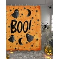 thumbnail image 2 of Halloween Black Shower Curtain Set ，Waterproof Fabric Shower Curtains Orange Ghosts Stars Full Moon Night Boo Shower Curtains for Bathroom,Bathroom Decor 72"x72", 2 of 6