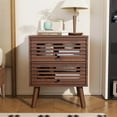 thumbnail image 3 of Nightstand, Side Table, End Table, Mid Century Modern Nightstand with Hollowed Drawers, Bedside Tables, Small Nightstands with Storage for Bedroom, Walnut, 3 of 8