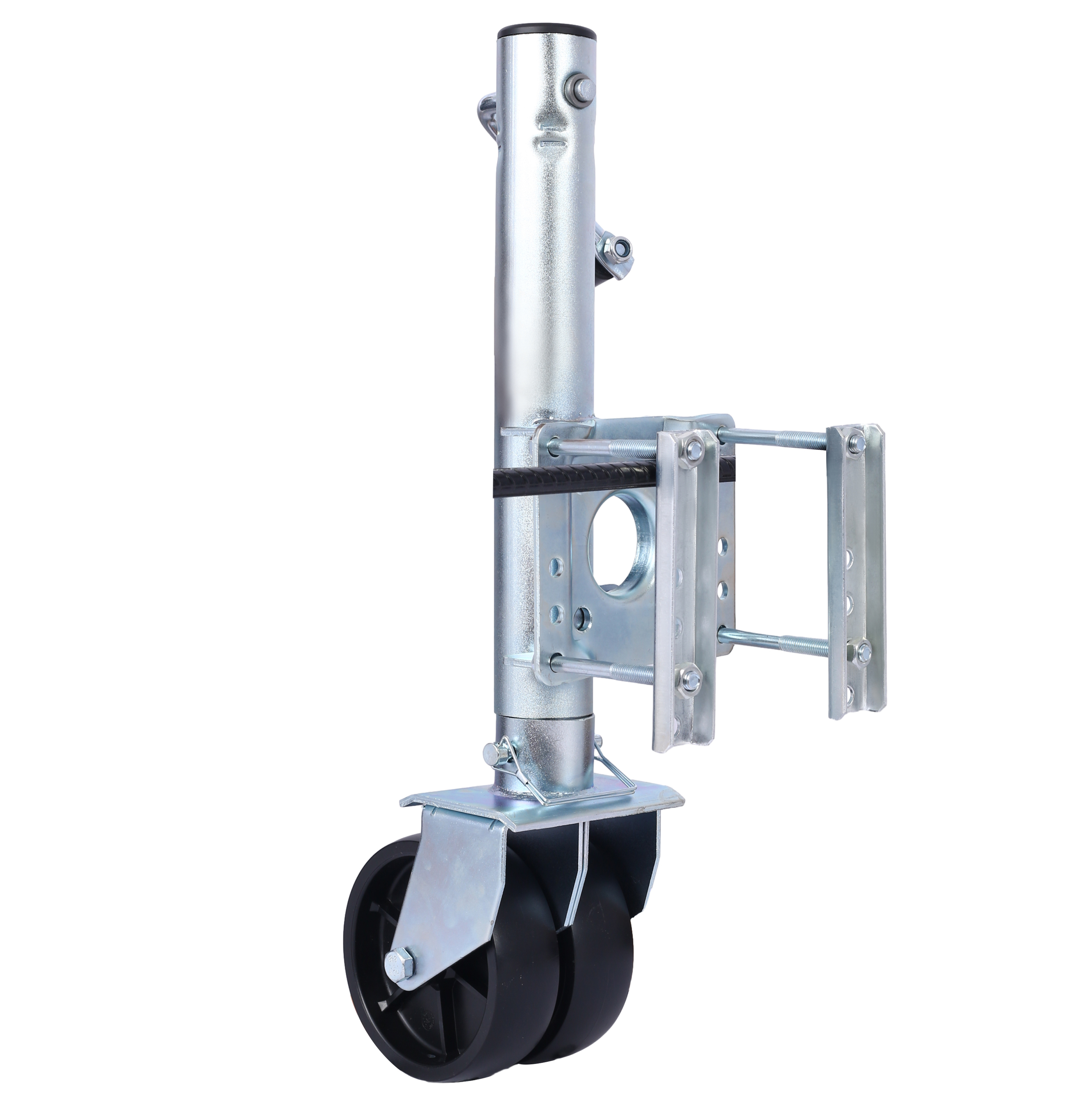 Boat Trailer Jack 34.5in 1500lb - Bolt-on Tongue Jack with PP Wheels & Handle - RV, Horse, Utility Trailers