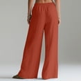 thumbnail image 3 of Lumtrix Linen Pants Women Wide Leg Palazzo Pants Flowy Elastic Waist Summer Beach Trebdy Casual Trousers With Pockets Red M, 3 of 5