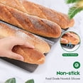 thumbnail image 3 of AMAGABELI GARDEN & HOME Nonstick Perforated Baguette Pan 15" x 13" for French Bread Baking 4 Wave Loaves Loaf Bake Mold Toast Cooking Bakers Molding 4 Gutter Oven Toaster Pan Cloche Waves Silver, 3 of 7