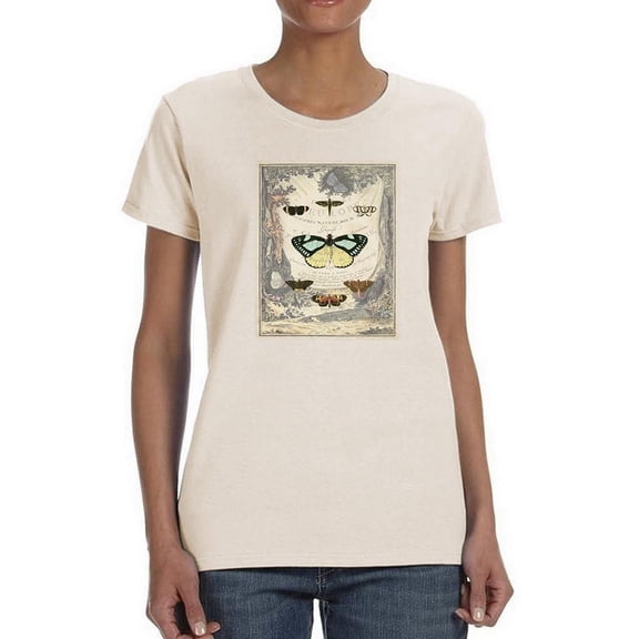 Vintage Butterfly Bookplate. T-Shirt Women -Vision Studio Designs, Female Small