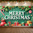 thumbnail image 2 of Festive Design Merry Christmas Banner Decorative Holly Candy Cane for Holiday Party Indoor Celebration Winter Event, 2 of 9