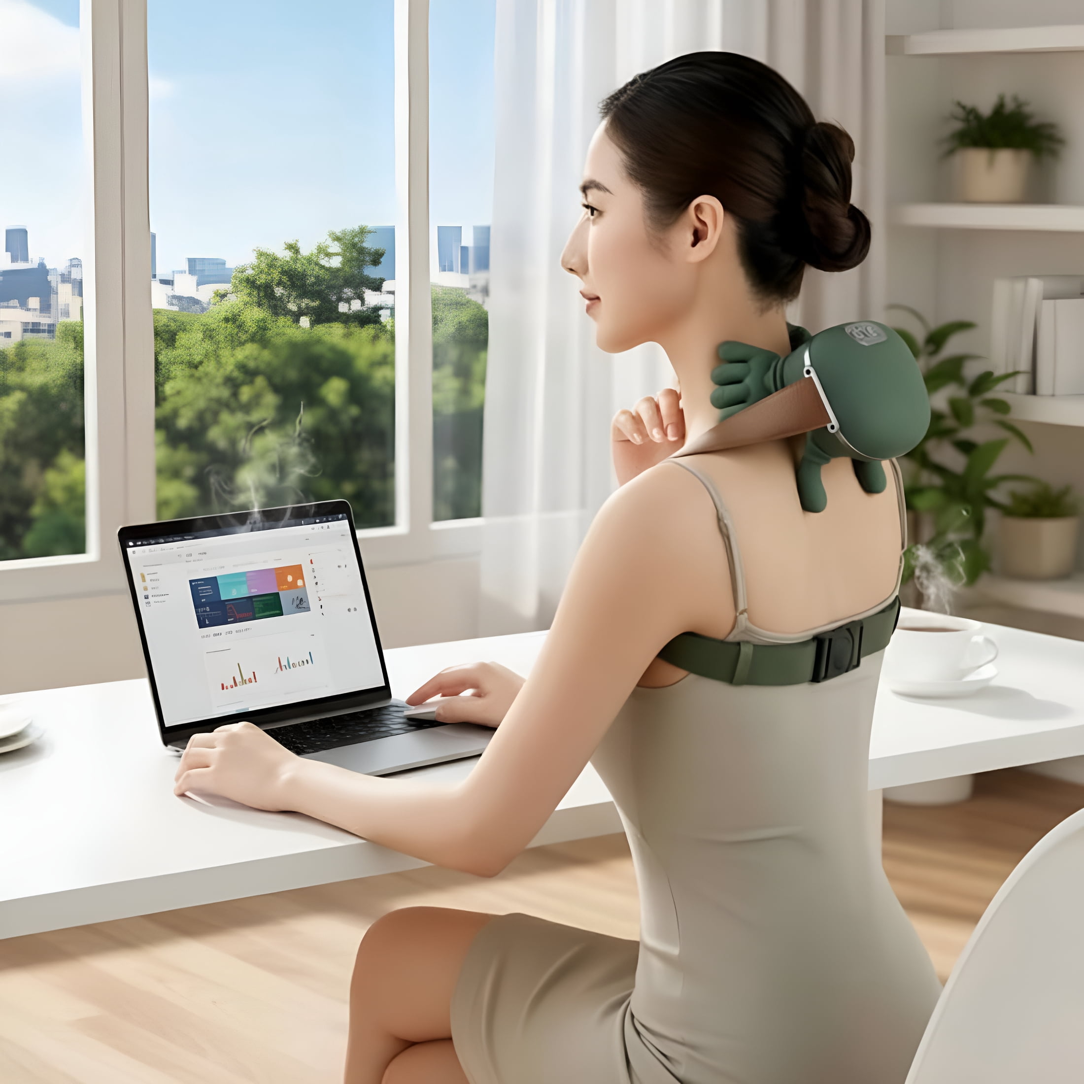 XIRQI Neck Massager with Heat-4D Kneading Shiatsu Neck And Back Massager,Wireless Deep Tissue Massage for Shoulder&Cervical Pain Relief,Portable Rechargeable for Home,Office,Travel
