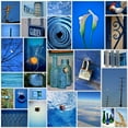 thumbnail image 2 of Peck, Gail 15x15 Black Ornate Wood Framed with Double Matting Museum Art Print Titled - Sky Blue Collage, 2 of 4