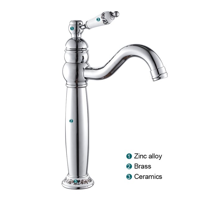 JTWEEN Grifos Mezcladores para Lavabo de Baño Encimera Alta Latón Faucets