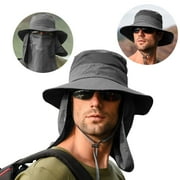 Htwon Unisex Sun Bucket Hat Neck Flap Cover,Wide Brim Fishing Safari Cap UV Protection