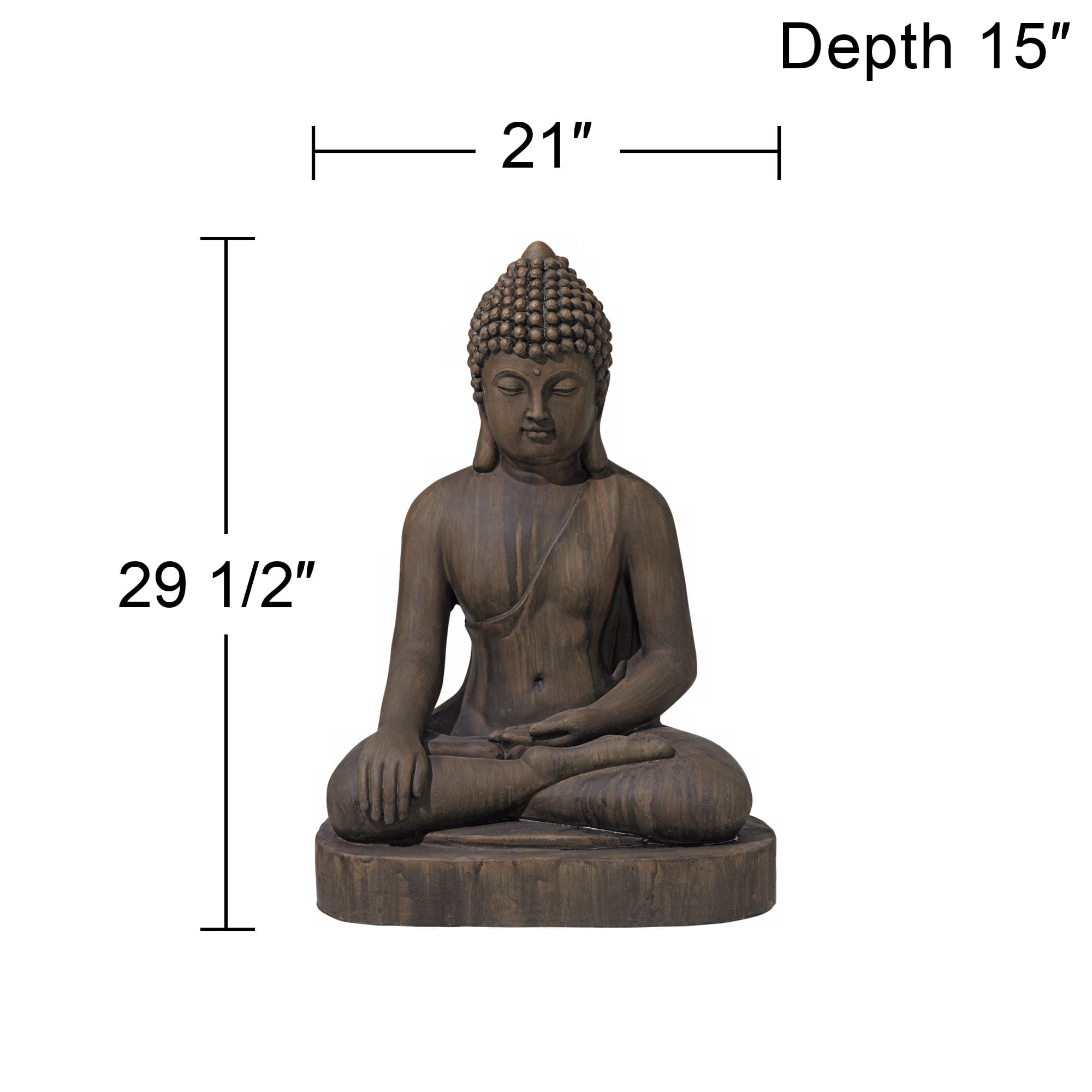 John Timberland Sitting Buddha Statue Sculpture Zen Asian Decor Outdoor Garden Yard Dark Sandstone Faux Stone Finish 29 1/2" High