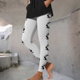 thumbnail image 6 of Lovzfmll Women's Cropped Pants, Mid Rise Football Print Stretch Leggings, Casual Slim Ankle Length Pants White, L, 6 of 9