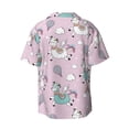 thumbnail image 5 of Uemuo Llama Unicorn and Rainbow Pattern Cotton Linen Short Sleeve Shirts,Casual Lightweight Button Down Shirts,Vacation Beach Summer Tops-4X-Large, 5 of 7
