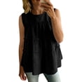 thumbnail image 6 of Tiered Ruffle Sleeveless Blouse Womens Round Neck Flowy Lightweight Peplum Tank for Casual Summer Boho Wear Black XXL, 6 of 6