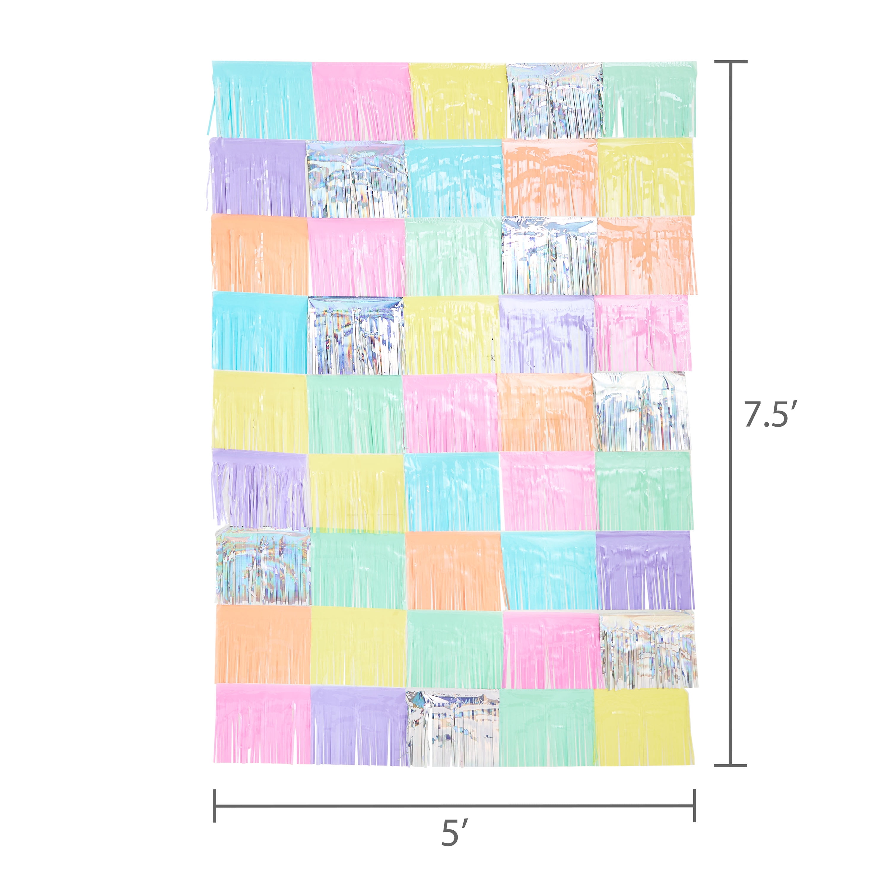 Pastel and Iridescent Foil Fringe Banner Backdrop Kit, 9 Pieces, by Way To Celebrate