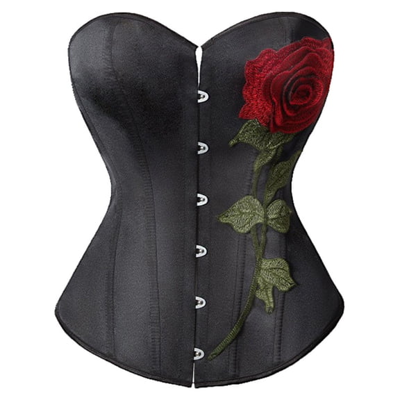 Women's Breathable Overbust Corset Waist Trainer Shaperwear with Lace Up Red 2XL