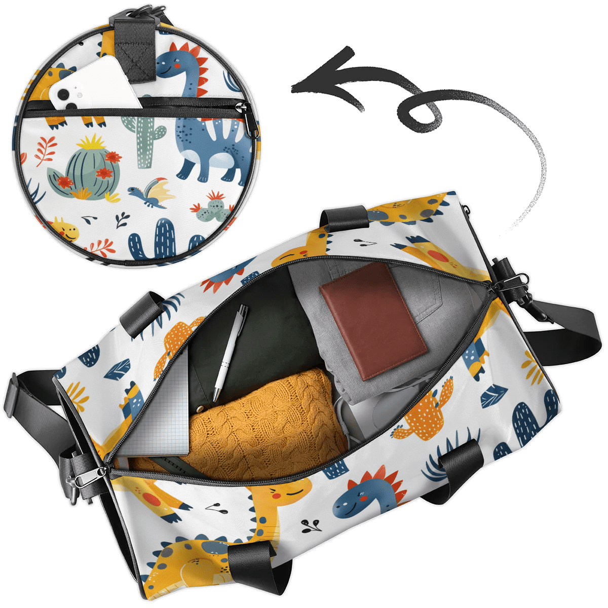 Qzjjjmy Foldable Sport Duffle Bag for Kids Teens Cartoon Sport Gym Bag Lightweight Boys Overnight Bag