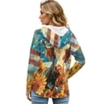 thumbnail image 2 of DISNIMO Cow Sunflower Printed Shirts for Women American Flag Printed Sweatshirts Long Sleeve Hoodies Waffle Pullover Tops for Fall Winter, S, 2 of 7
