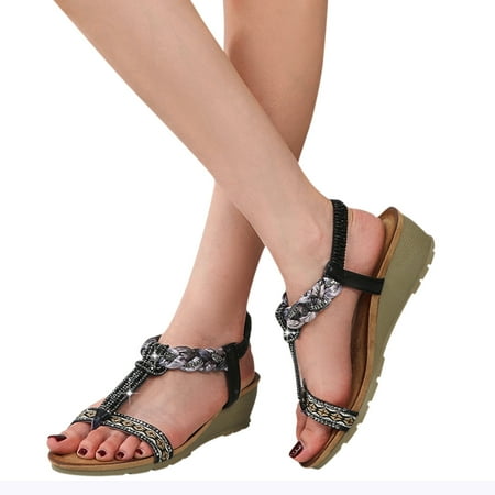 

LEEy-World Shoes for Women Womens Sandals Flip Flops for Women with Arch Support Summer Casual Wedge Thong Shoes Comfortable Platform Walk Sandal
