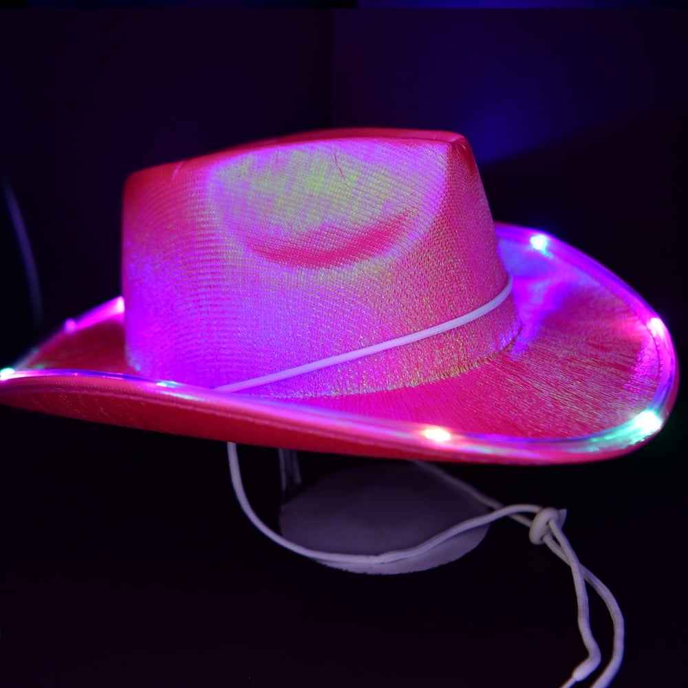 Light Up Cowgirl Hat Holographic LED Cosplay Costume Cowboy Sparkly ...