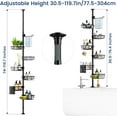 thumbnail image 2 of Corner Shower Caddy Tension Pole - Adjustable 30 to 120 Inch Shower Organizer with 6 Shelves, Towel Rack, Toothbrush Holder, Soap Dish, Bathroom Corner Storage for Shower, Bathtub, 2 of 9