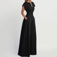 thumbnail image 4 of Ke1Clo Women Spring Fall Jumpsuits Casual V Neck Sleeveless High Waist Elastic Waist Jumpsuit Solid Loose Flowy Wide Leg Romper Black L, 4 of 6