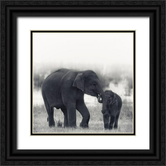 Swapnil 20x20 Black Ornate Wood Framed with Double Matting Museum Art Print Titled - Siblings