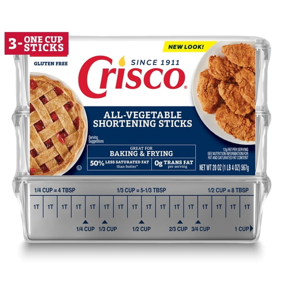 Crisco All-Vegetable Shortening Sticks, 20 oz, 3 One-Cup Sticks pack of 1