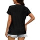 thumbnail image 3 of Xuyuer Womens T Shirts Short Sleeve V Neck Loose Casual Summer Tops Water Soluble Flower Solid Color Loose Comfortable Breathable T-shirt, 3 of 5