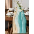 thumbnail image 2 of Turquoise Table Runner Ocean Wave Stripes Modern Abstract Beach Tablerunners 13 x 72 Inch, Table Decorations Tabletop Scarf for Summer Gathering Holiday Farmhouse Kitchen Dining Decor, 2 of 6