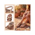 thumbnail image 2 of BLISSFUL STEP Women's Shoes Open Toe Rhinestone Butterfly Knot T--Strap Ankle Elastic Flat Sandals Khaki2 10.5, 2 of 6