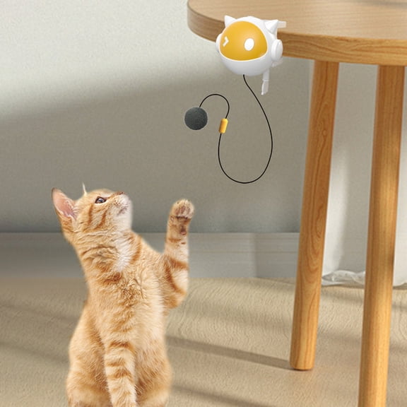 POLISE Spaces Automatic Retractable Cat Ball Toy, Electric Self-Lifting Teaser with Adjustable Base and Durable Rope, Battery-Operated Interactive Play Toy for Cats