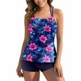 thumbnail image 5 of Jsaierl Halter Tankini Swimsuits for Women 2 Piece Floral Print Swim Tops with Boyshorts Modest Swimwear Tummy Control Bathing Suits, 5 of 8