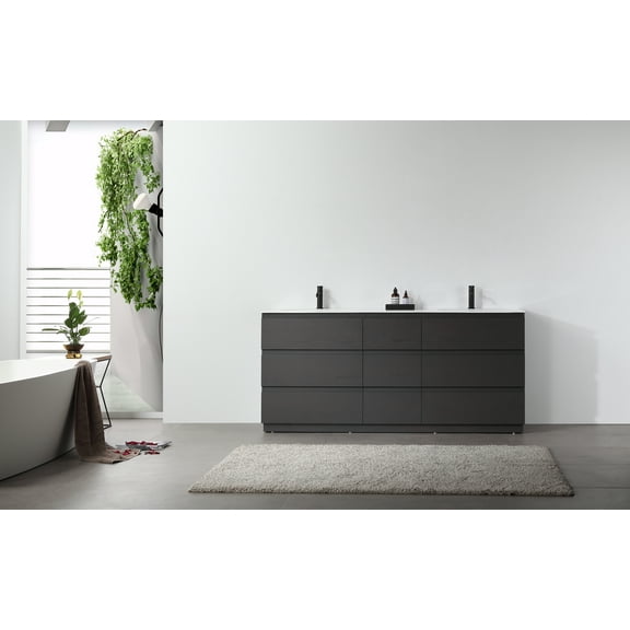 Rothenburg 72" Charcoal Freestanding Bathroom Vanity