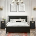 thumbnail image 3 of Heynemo Farmhouse Nightstand Set of 2 with Charging Station, Wooden Rustic End Table, for Bedroom, Living Room, Black, 3 of 9
