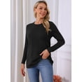 thumbnail image 3 of DARING DIVA Women's Crewneck Ribbed Knit Pullover Long Sleeve Sweater S Black, 3 of 7