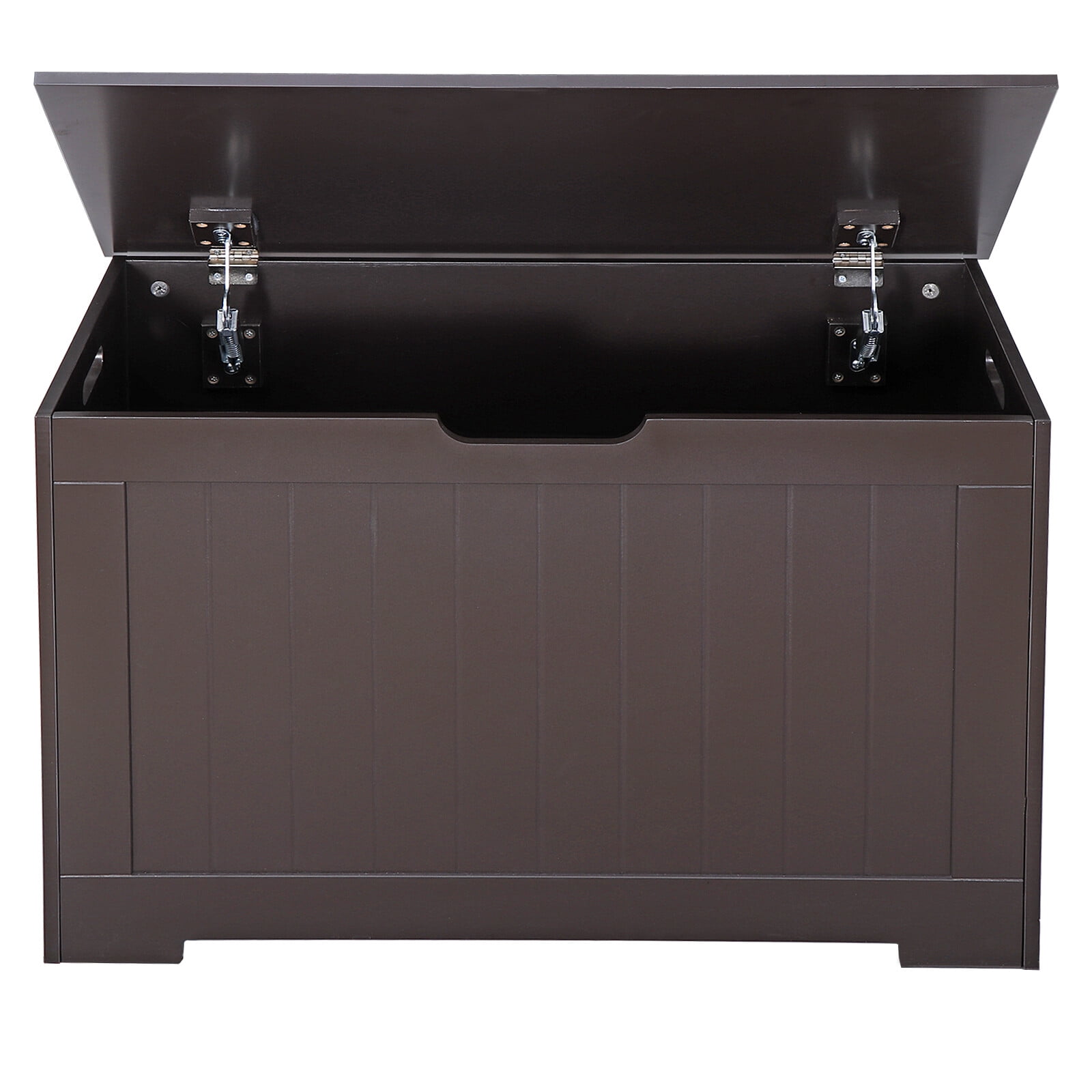 HomGarden 30'' Wooden Toy Chest 150L Large Child Storage Box Cabinet W/Safety Hinged Lid, Brown