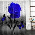 thumbnail image 2 of Blue Rose Shower Curtain, Waterproof Shower Curtains for Bathroom, Flower Raindrops Butterfly Grey Art Washable Fabric Bathtub Curtain Set Bath Decor with 12 Hooks Extra Long 72"x96", 2 of 8