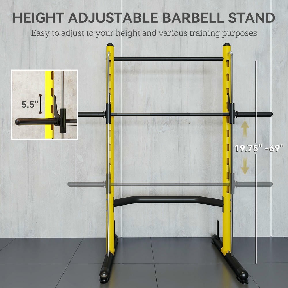 YYAo Barbell Bench Presses with Pull Up Bar and Barbell Bar, Squat Rack for Home Gym, Yellow
